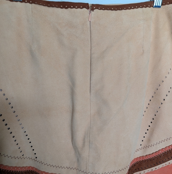 Odille Anthropologie Suede Skirt Orange Tan sz 12 - Picture 9 of 10